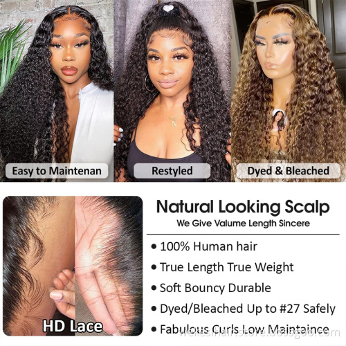 40 Inch Transparent 360 Hd Frontal Full Wig Vendor Raw Brazilian Curly Deep Wave 13x4 Lace Front Human Hair Wigs For Black Women